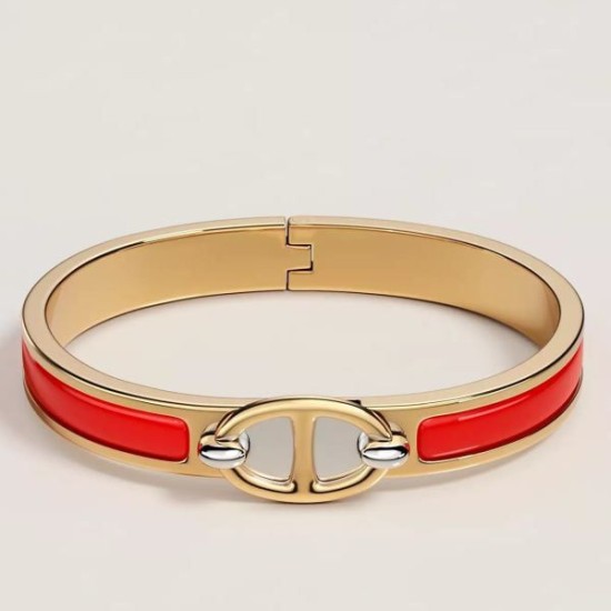Special Grade Replica Hermes Mini Clic Anchor Chain Bracelet, Red Clone Sale