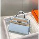 Special Grade Replica Hermes Kelly Mini II Bag in Light Blue Epsom with Gold Hardware Clone Sale