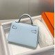 Special Grade Replica Hermes Kelly Mini II Bag in Light Blue Epsom with Gold Hardware Clone Sale
