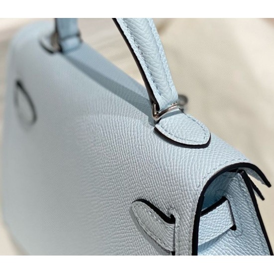 Special Grade Replica Hermes Kelly Mini II Bag in Light Blue Epsom with Gold Hardware Clone Sale
