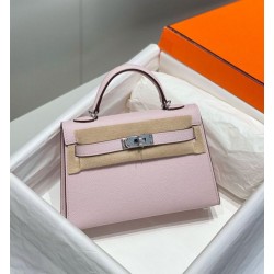 Special Grade Replica Hermes Kelly Mini II Bag in Pale Mauve Epsom with Gold Hardware Clone Sale