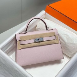 Special Grade Replica Hermes Kelly Mini II Bag in Pale Mauve Epsom with Gold Hardware Clone Sale