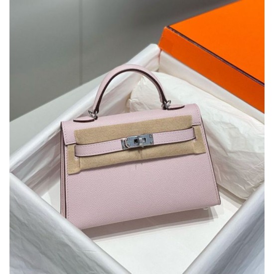 Special Grade Replica Hermes Kelly Mini II Bag in Pale Mauve Epsom with Gold Hardware Clone Sale