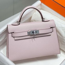 Special Grade Replica Hermes Kelly Mini II Bag in Pale Mauve Epsom with Gold Hardware Clone Sale