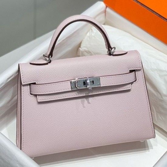 Special Grade Replica Hermes Kelly Mini II Bag in Pale Mauve Epsom with Gold Hardware Clone Sale