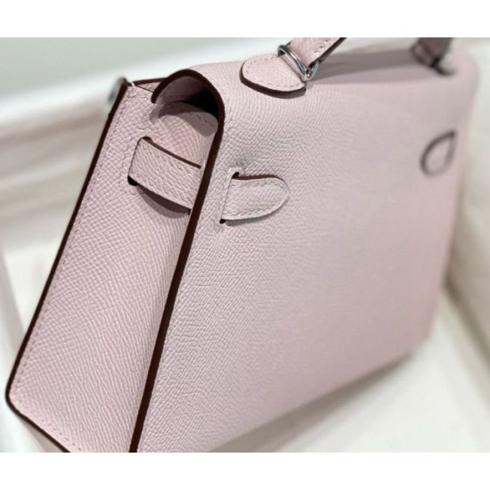 Special Grade Replica Hermes Kelly Mini II Bag in Pale Mauve Epsom with Gold Hardware Clone Sale