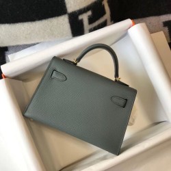 Special Grade Replica Hermes Kelly Mini II Bag in Green Almond Epsom with Gold Hardware Clone Sale