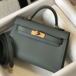 Special Grade Replica Hermes Kelly Mini II Bag in Green Almond Epsom with Gold Hardware Clone Sale