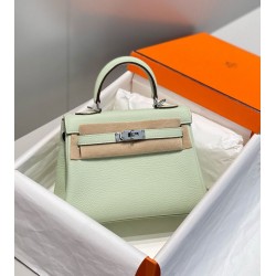 Special Grade Replica Hermes Kelly 20cm/25cm Green Clemence Bag Clone Sale