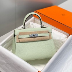 Special Grade Replica Hermes Kelly 20cm/25cm Green Clemence Bag Clone Sale