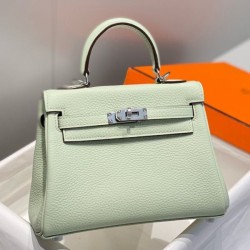 Special Grade Replica Hermes Kelly 20cm/25cm Green Clemence Bag Clone Sale