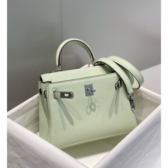 Special Grade Replica Hermes Kelly 20cm/25cm Green Clemence Bag Clone Sale