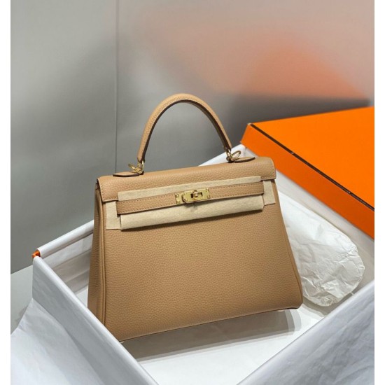 Special Grade Replica Hermes Kelly 20cm/25cm Brown Clemence Bag Clone Sale