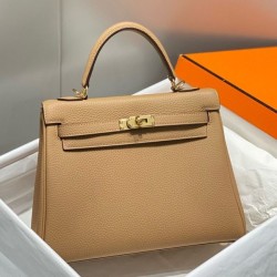 Special Grade Replica Hermes Kelly 20cm/25cm Brown Clemence Bag Clone Sale