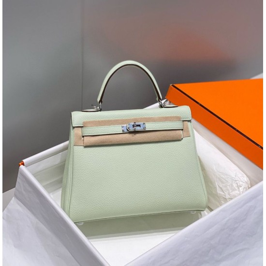 Special Grade Replica Hermes Kelly 25cm Retourne Green Clemence Bag Clone Sale