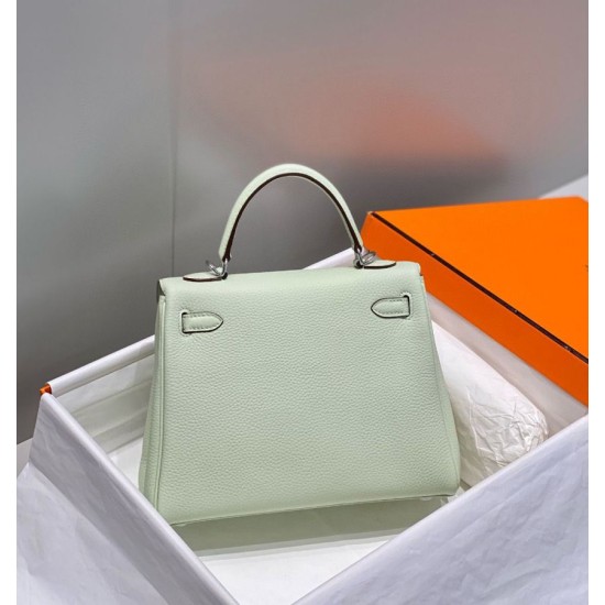 Special Grade Replica Hermes Kelly 25cm Retourne Green Clemence Bag Clone Sale
