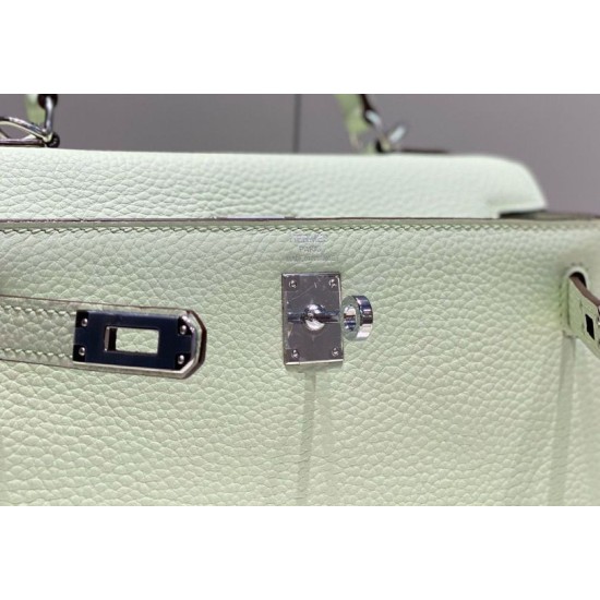 Special Grade Replica Hermes Kelly 25cm Retourne Green Clemence Bag Clone Sale