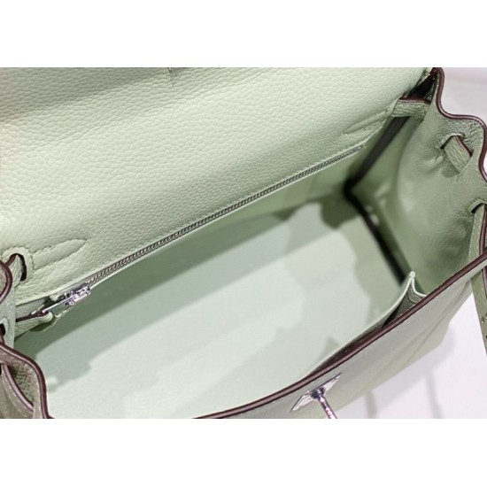 Special Grade Replica Hermes Kelly 25cm Retourne Green Clemence Bag Clone Sale