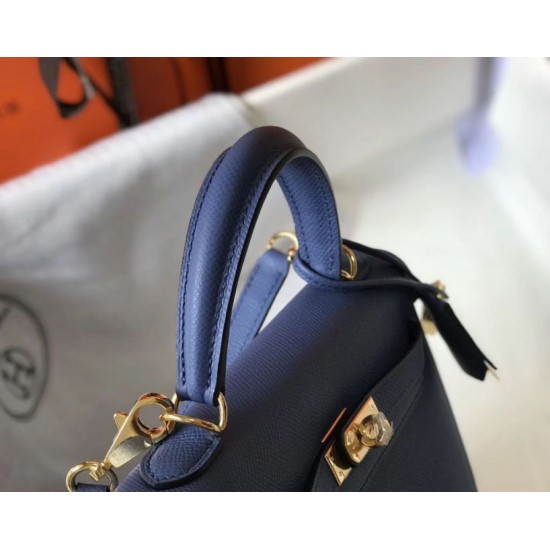 Special Grade Replica Hermes Kelly 25cm Sellier Blue Epsom Bag Clone Sale