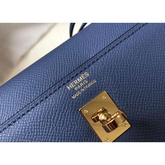 Special Grade Replica Hermes Kelly 25cm Sellier Blue Epsom Bag Clone Sale