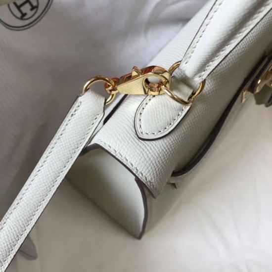 Special Grade Replica Hermes Kelly 25cm Sellier White Epsom Bag Clone Sale