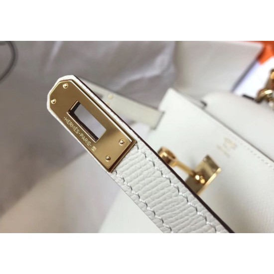 Special Grade Replica Hermes Kelly 25cm Sellier White Epsom Bag Clone Sale