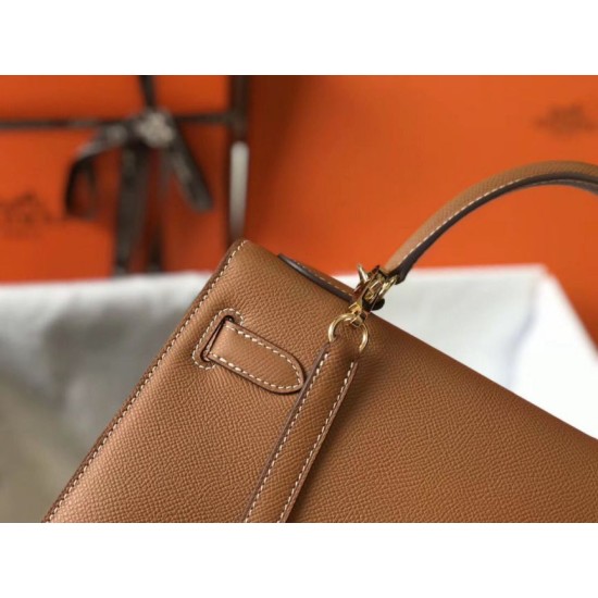 Special Grade Replica Hermes Kelly 28cm/32cm Brown Epsom Bag with Gold Hardware Clone Sale