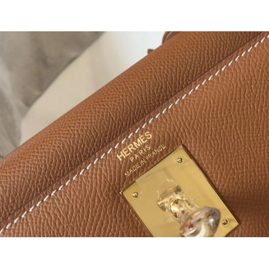 Special Grade Replica Hermes Kelly 28cm/32cm Brown Epsom Bag with Gold Hardware Clone Sale