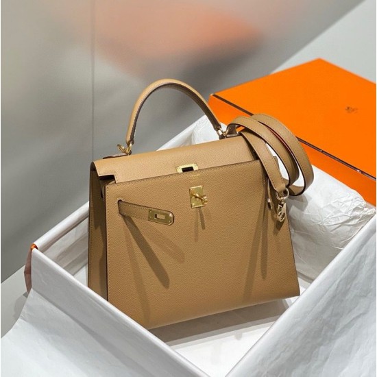 Special Grade Replica Hermes Kelly 28cm/32cm Camel Epsom Bag GHW Clone Sale