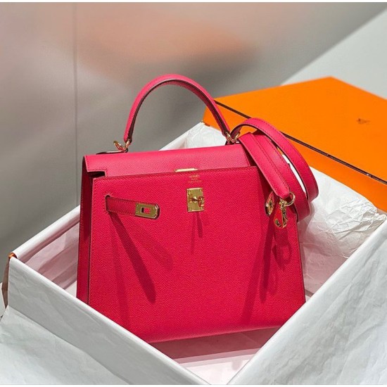 Special Grade Replica Hermes Kelly Bag 28cm/32cm Pink Epsom Gold Hardware Clone Sale