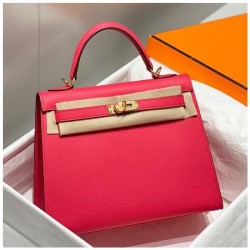 Special Grade Replica Hermes Kelly Bag 28cm/32cm Pink Epsom Gold Hardware Clone Sale