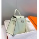 Special Grade Replica Hermes Kelly 28cm Light Green Epsom Bag with Silver Hardware Clone Sale