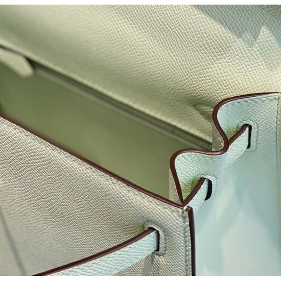 Special Grade Replica Hermes Kelly 28cm Light Green Epsom Bag with Silver Hardware Clone Sale