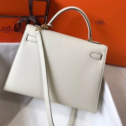 Special Grade Replica Hermes Kelly Bag 28cm/32cm White Epsom Gold Hardware Clone Sale