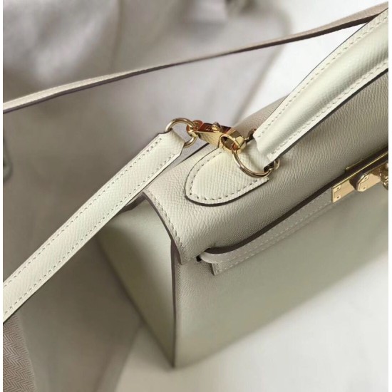 Special Grade Replica Hermes Kelly Bag 28cm/32cm White Epsom Gold Hardware Clone Sale