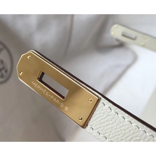 Special Grade Replica Hermes Kelly Bag 28cm/32cm White Epsom Gold Hardware Clone Sale