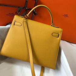 Special Grade Replica Hermes Kelly Bag 28cm/32cm Yellow Epsom Gold Hardware Clone Sale