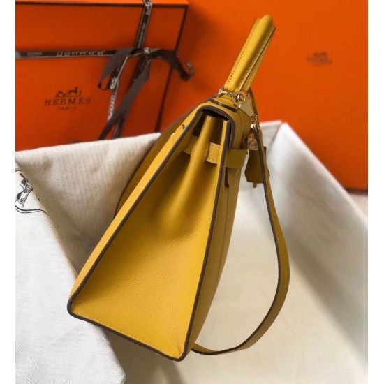 Special Grade Replica Hermes Kelly Bag 28cm/32cm Yellow Epsom Gold Hardware Clone Sale