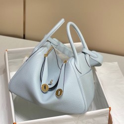 Special Grade Replica Hermes Lindy 26 cm bag in blue with gold hardware Clone Sale