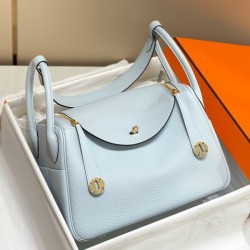 Special Grade Replica Hermes Lindy 26 cm bag in blue with gold hardware Clone Sale