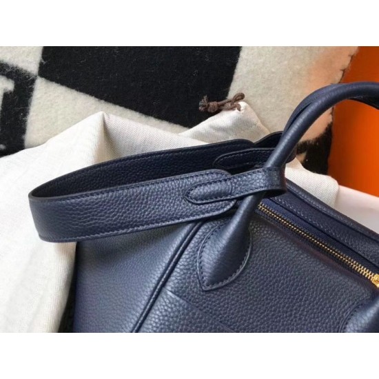 Special Grade Replica Hermes Lindy 26 cm bag in navy blue with gold hardware Clone Sale