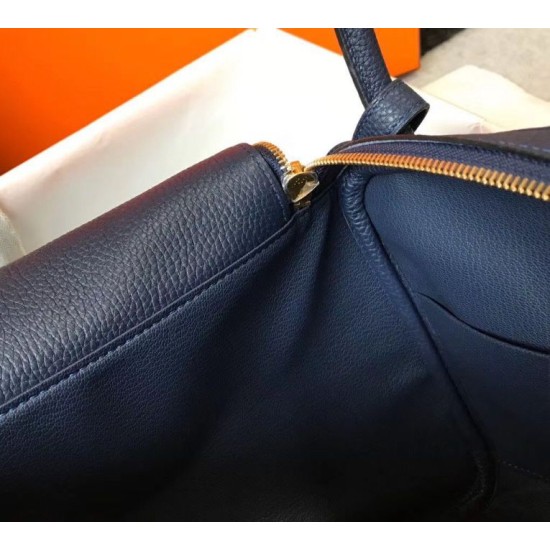 Special Grade Replica Hermes Lindy 26 cm bag in navy blue with gold hardware Clone Sale