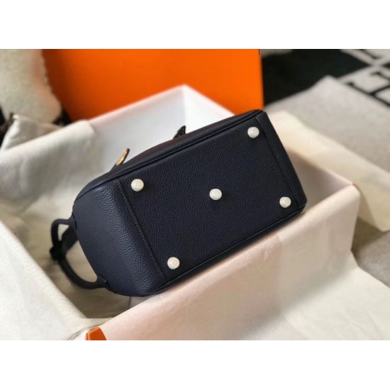 Special Grade Replica Hermes Lindy 26 cm bag in navy blue with gold hardware Clone Sale