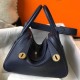 Special Grade Replica Hermes Lindy 26 cm bag in navy blue with gold hardware Clone Sale