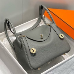 Special Grade Replica Hermes Lindy 26 cm bag in Gris Meyer with gold hardware Clone Sale