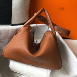 Special Grade Replica Hermes Lindy 26 cm bag in brown with gold hardware Clone Sale