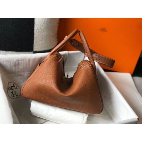 Special Grade Replica Hermes Lindy 26 cm bag in brown with gold hardware Clone Sale