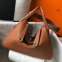Special Grade Replica Hermes Lindy 26 cm bag in brown with gold hardware Clone Sale