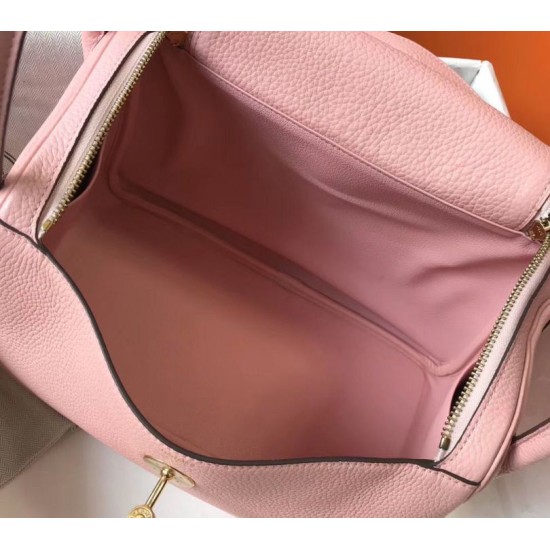 Special Grade Replica Hermes Lindy 26 cm bag in pink with gold hardware Clone Sale