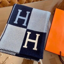 Special Grade Replica Hermes Avalon III Blanket in Blue Clone Sale